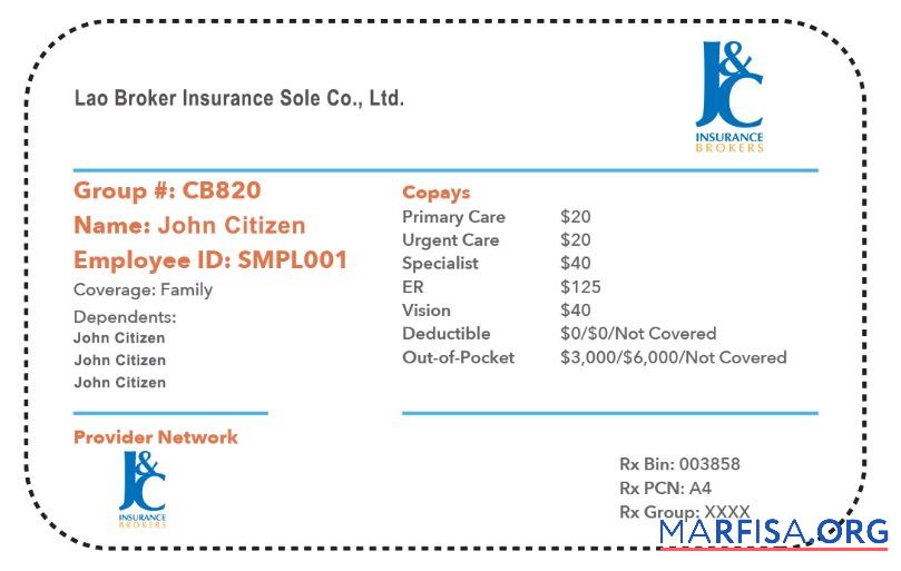 Realistic Laos health insurance card sample
